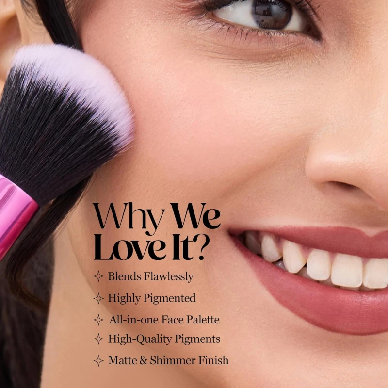 Hilary Rhoda More Than Basic Face Palette | With Blushes, Shimmer Highlighters & Eyeshadows | Highly Pigmented & Long Lasting Face Palette |10.5g (All Nighter - Shade 04) thumbnail 5